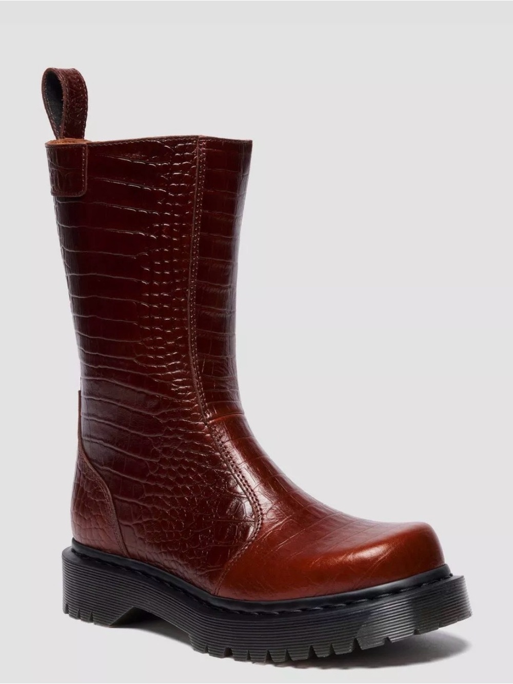 Dr Martens REJENA Hair On Croc Emboss Leather Boots Size 11 NIB